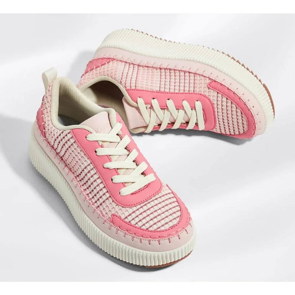Lucky Step Women's Pink Platform Sneakers Rhinestone Fashion Chunky Shoes - Picture 6 of 6